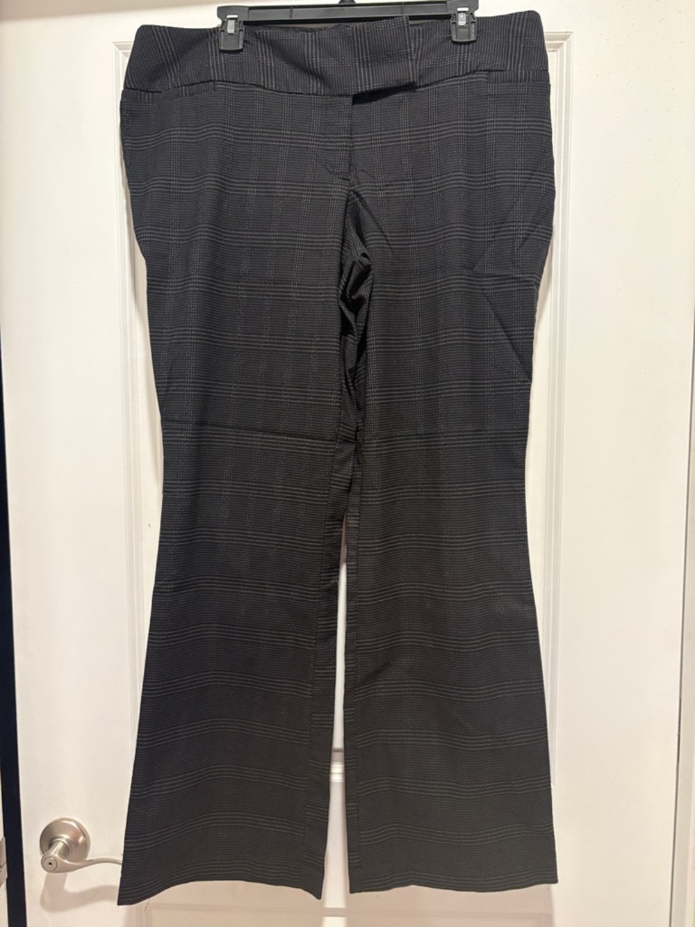 torrid Black Subtle Plaid Stretch Flare Trousers